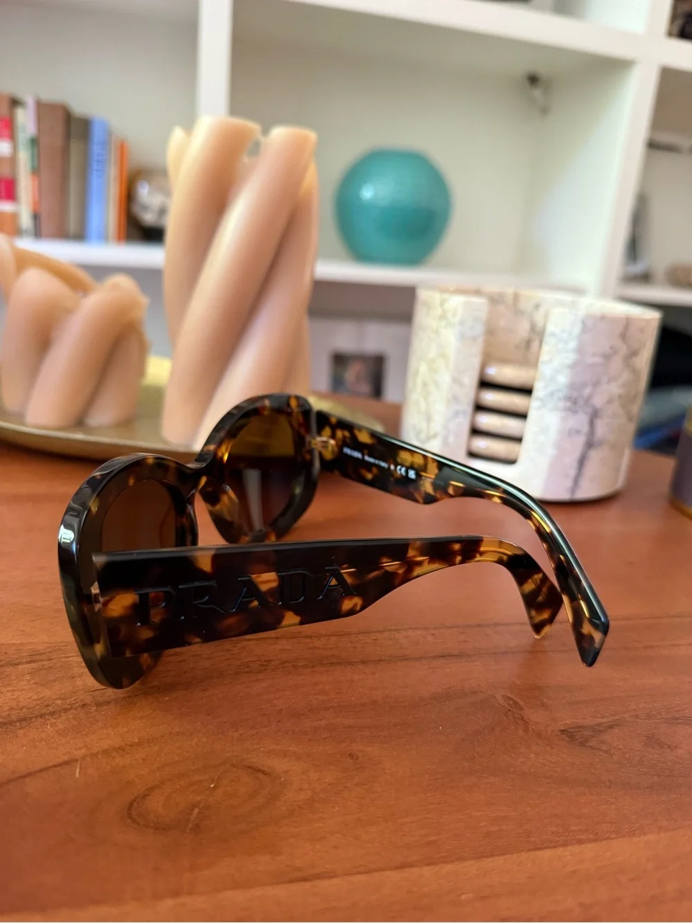 Prada Women’s Tortoiseshell Frame Sunglasses with Olive Lenses